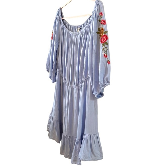 Feathers Women’s Peasant Dress Plus Size 3XL Embroidered Off Shoulder Tiered - Picture 4 of 16